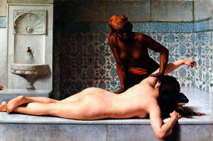 Le Massage scene de Hammam painting - Edouard Bernard Debat-Ponsan Le Massage scene de Hammam art painting